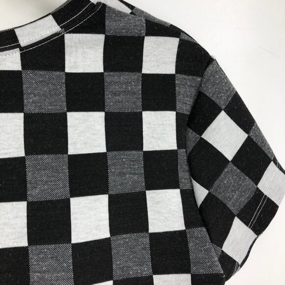 BP by Nordstrom Black White & Grey Gingham Checker Cutout Crop Top Shortsleeve S - Picture 13 of 16